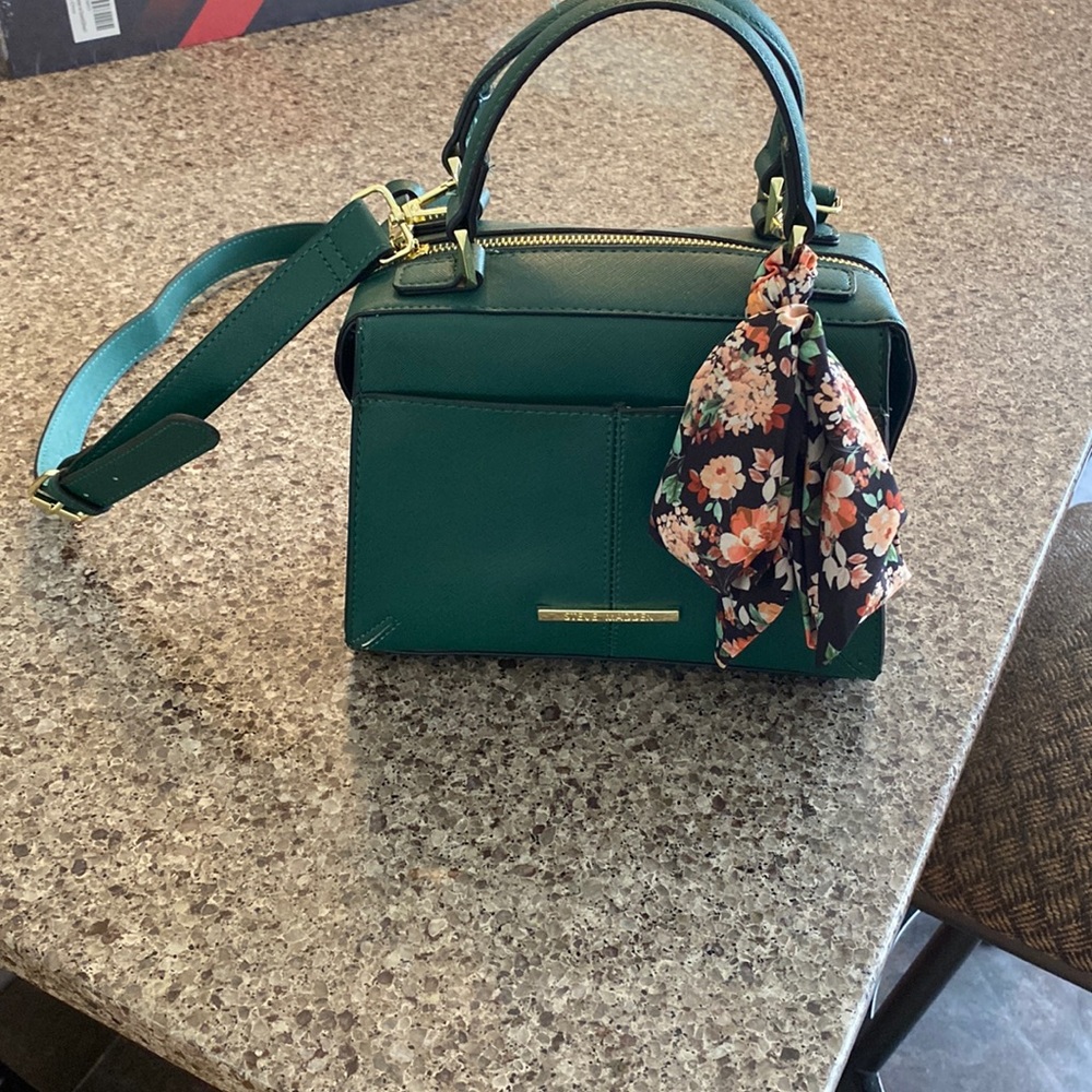 Emerald green Steve Madden purse with scarf detail